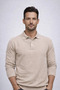 Men's Winter Comfortable Polo Neck Cream Sweater - 4