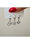 Set of 3 Heart and Star Dangle Earrings-Silver Color Acr7702