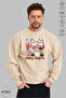 Unisex Long Sleeve Snowman New Year Printed Crew Neck Hoodless Fleece-Lined Oversized Sweatshirt - 4
