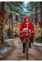 Red and White Christmas Themed Gift Popon Hooded Fleece Poncho Christmas Outfit Winter Buttoned Shawl - 9