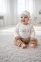 Baby Boy 100% Cotton 3-Piece Set Bodysuit Pants Hat – Ecru Light Brown 3-9 Months - 2
