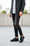 Men's Black Textured Leather Black Thick Sole Guaranteed Lace-Up Casual Sneakers - 4
