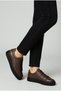 Men's Coffee Brown Leather Textured Black Thick Sole Guaranteed Lace-up Casual Sneaker Sports Shoes - 4