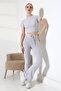 Ribbed Knit Short T-Shirts Flared Sets - 2