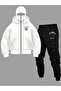 Men's Casual Sports Two Piece Set - K Hooded Zippered Sweatshirt Printed