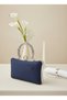 Navy Blue Luxury Suede Metal Mesh Handle Pearl Stone Embroidered Women's Evening Dress Bag Wedding Engagement Graduation - 2