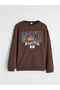 Lcw Kidsbrown Crew Neck Osaka Printed Boys' Sweatshirt - 2