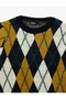 Short Sleeve Crew Neck Diamond Pattern Knit Sweater - 5