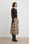Slit Checkered Asymmetrical Midi Skirt - 2