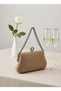 Nude Silver Luxury Suede Metal Chain Handle Pearl Stone Embroidered Women Evening Dress Bag Wedding Engagement Graduation - 5