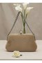 Nude Silver Luxury Suede Metal Chain Handle Pearl Stone Embroidered Women Evening Dress Bag Wedding Engagement Graduation - 4