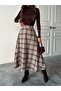 Women's High Waist Fleece-Lined Checked Plaid Pattern Flared Long Skirt Sgt10009