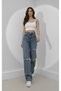 Denisa 90's Stretch Loose Women's Ice Blue Snow Super High Waist Loose Leg Denim Jeans - 4