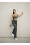Lina 90`S Stretch Fabric Casual Women's Smoked Snow Super High Waist Wide Leg Denim Jeans - 6
