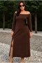 Women's Plus Size Madonna Collar Front Single Slit Modal Fabric Long Stretchy Dress - 4