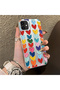 iPhone 11 Compatible Silicone Edge Hard Back Anti-Fall Case Colorful Heart - 5