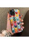 iPhone 15 Pro Max Compatible Silicone Edge Hard Back Anti-Fall Case Colorful Heart - 5