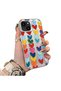 iPhone 15 Plus/14 Plus Compatible Silicone Edge Hard Back Anti-Fall Case Colorful Heart - 2