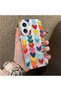 iPhone 16 Compatible Silicone Edge Hard Back Anti-Fall Case Colorful Heart - 4