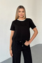 Women's Short Sleeve 3-Thread Basic Sweatshirt Black - Ms0001429 - 3