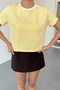 Women's Short Sleeve 3-Thread Basic Sweatshirt Yellow - Ms0001429 - 2