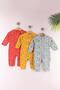 Yellow Baby Boy 100% Cotton Zippered 3-Piece Colorful Teddy Bear Patterned Cuffed Romper Set (9 Months 12 Months 18 Months)