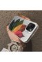 iPhone 15 Compatible Silicone Edge Acrylic Back Colorful Leaf Protective Case - 5