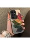 Samsung Galaxy S23 Ultra Compatible Silicone Edge Acrylic Back Colorful Leaf Protective Case