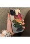 iPhone 15 Pro Compatible Silicone Edge Acrylic Back Colorful Leaf Protective Case