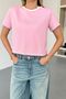 Women's Short Sleeve 3-Thread Basic Sweatshirt Pink - Ms0001429 - 2