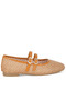 Women Pin Buckle Strapped Ballerinas in Tan - 2
