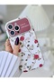 iPhone 16 Promax Compatible Plated Camera Print Rose Design Patterned Silicone Case