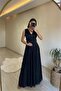 Women Draped Sparkle Thick Strap Evening Dress Nm003