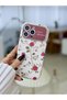 iPhone 16 Promax Compatible Plated Camera Print Rose Design Patterned Silicone Case - 4