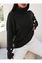 Women's Turtleneck Cufflink Detailed Knitwear Sweater - 2