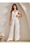 Women's Satin Lace Detailed Comfortable and Loose Fit 2-Piece Pajama Set - 5