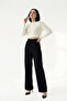 Women's Black Oversized Original Cut Palazzo Pants – Wide Leg Comfortable Design - 3