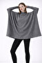 Women's Slit Smoked Poncho Sweater Dp0001 - 3