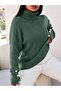 Women's Turtleneck Cufflink Detailed Knitwear Sweater - 4