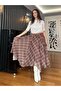 Brown Skirt Asymmetrical Elastic Waist Chiffon Skirt - 5