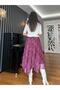 Burgundy Skirt Asymmetrical Elastic Waist Chiffon Skirt - 6
