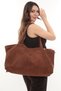 Velvet Earth Color Corded Fabric Velvet Expandable Cloth Bag - 4