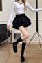 Black Ruffled Waisted Layered Mini Skirt - 2