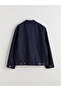 Xside Navy Blue Shirt Collar Women's Jean Jacket - 7