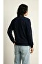 Men's Crew Neck Long Sleeve Sweatshirt 100% Cotton Navy Blue Color C8T0N4 - 4