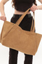 Velvet Camel Color Corded Fabric Velvet Expandable Cloth Bag - 3