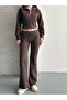 Women's Thessaloniki Fabric Mock Neck Piece Half Zipper Crop Set - 2