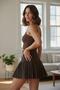 Women's Double Fabric Pleated Mini Skirt - 3