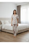Teddy Bear Printed Front Buttoned Cotton Pajamas Suit - 2