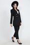 Women's Black Gold Buttoned Blazer Jacket Double-Breasted Collar with Inner Lining V Shoulder Pad Is Hijab - 3